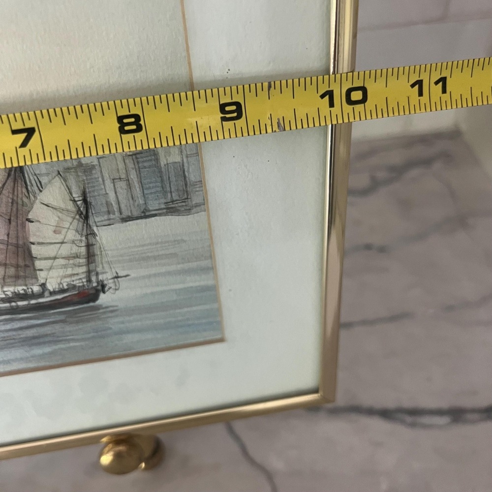 Beautiful framed watercolor painting original signed sailboats - Picture 8 of 10